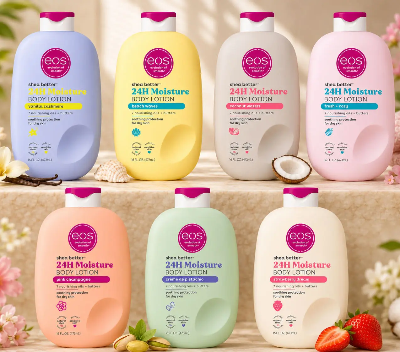 HOT!!! eos Shea Better Body Lotion Vanilla Cashmere, 24-Hour Moisture Skin Care, Lightweight & Non-Greasy, Natural Shea, Vegan, Vanilla Body Lotion, 16 fl oz
