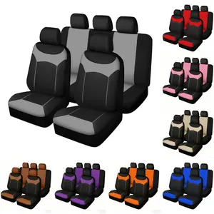 AUTOYOUTH Universal Car Seat Covers for 5 Seats, Stylish Polyester Fabric Car Front & Rear Seat Protectors, Airbag Compatible, Fits Most Cars SUVs Trucks Vans, Multiple Color Options, Car Interior Accessories