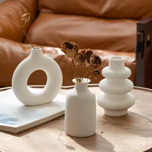 Elegant Three-Piece Vase Set, Perfect for Home Living Room Study Desk Decor, Decorative Flower Vase, Floral Art Arrangement, Festive Home Decoration