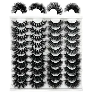 3D Mink Strip Eyelashes, 20mm & 25mm Long Dramatic Cat Eye Lashes, Wispy Natural Look False Eyelashes Multipack (4 Styles)