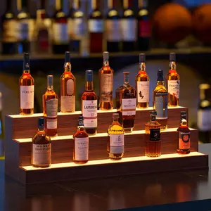 37” Freestanding Liquor Shelf w/ LED Lights! Walnut, App/Remote Controlled – Elevate Your Bar Game