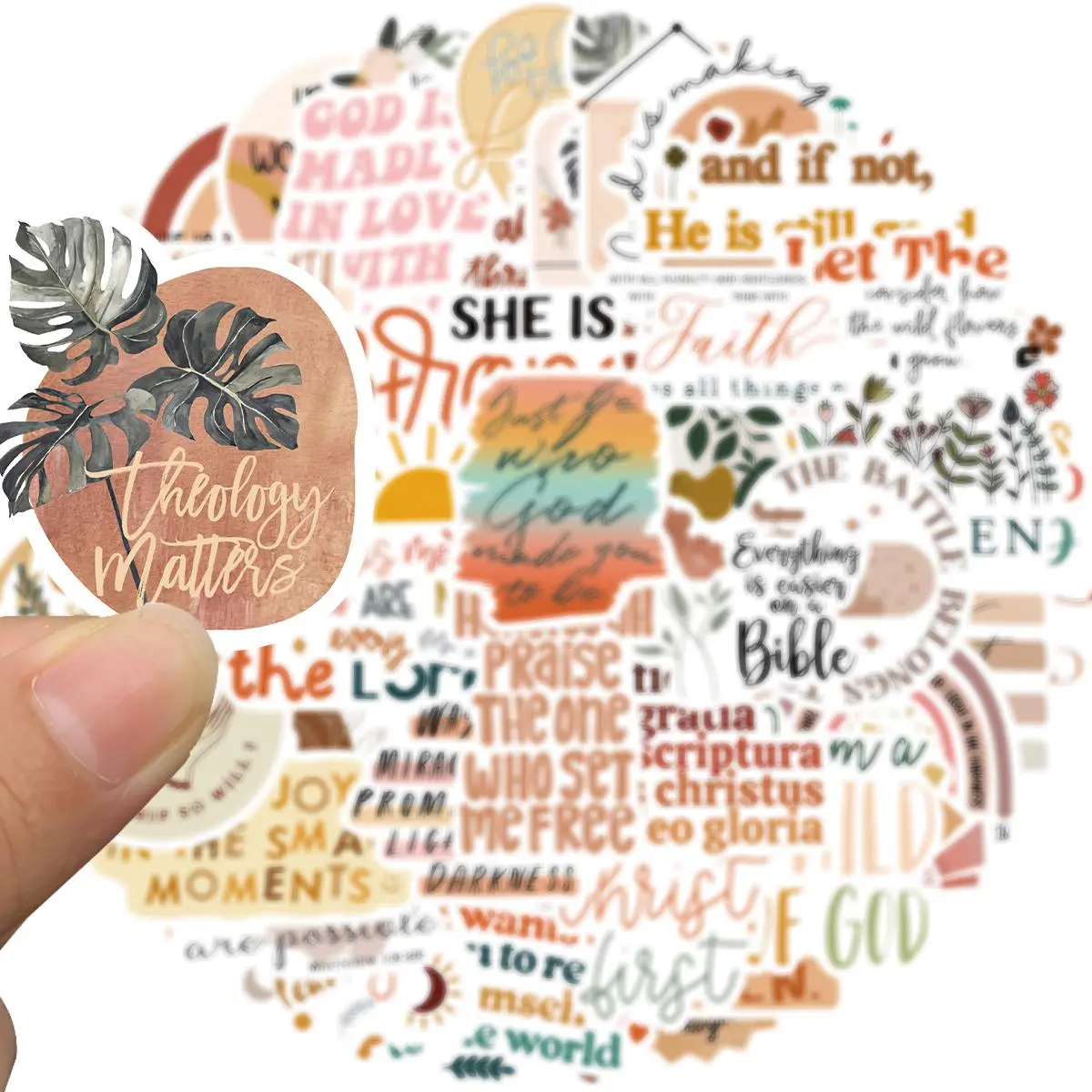 Christian Themed Sticker, 50pcs/set Sticker Packs Inspirational Bible Verse Sticker, Decorative Sticker for Journaling, Scrapbook, Laptop, Stickers For Scrapbooking, Christian Gifts Bulk