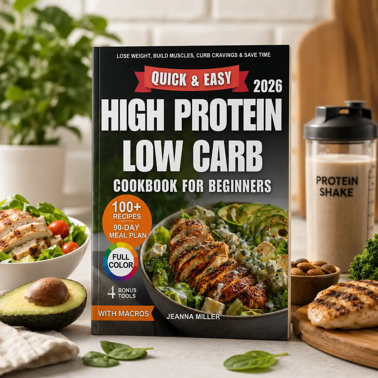 High Protein Low Carb Cookbook for Beginners – 100+ Easy & Delicious Recipes, 90-Day Meal Plan, Simple Meal Prep Ideas, Healthy Breakfasts, Lunches & Dinners for Busy Everyday Lifestyles