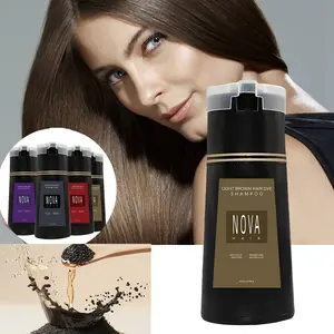 Nova 3-in-1 Hair Coloring Shampoo Oil Control Fluffy Refreshing Hair Dye Quick Dizzy Hair Coloring Shampoo Hair Care Products blonde brown hair color shampoo cover  hair Haircare Multicolor Black