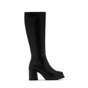 Addie Lug Sole Block Heel Boots - Black