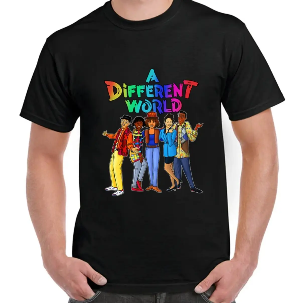 Anna Love Store, A Different World Tee Shirt, Ron Johnson Denise Huxtable Dwayne Cleophus Wayne Shirt, Black Unisex Size Shirt Suitable for Both Men and Women to Wear, Gildan Cotton, Modern Classic Fit, Tubular Body