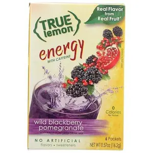 True Lemon (Energy Drinks) Wild Blackberry Pomegranate, Instant Powdered Drink Mix, 6 Count (Pack of 4)