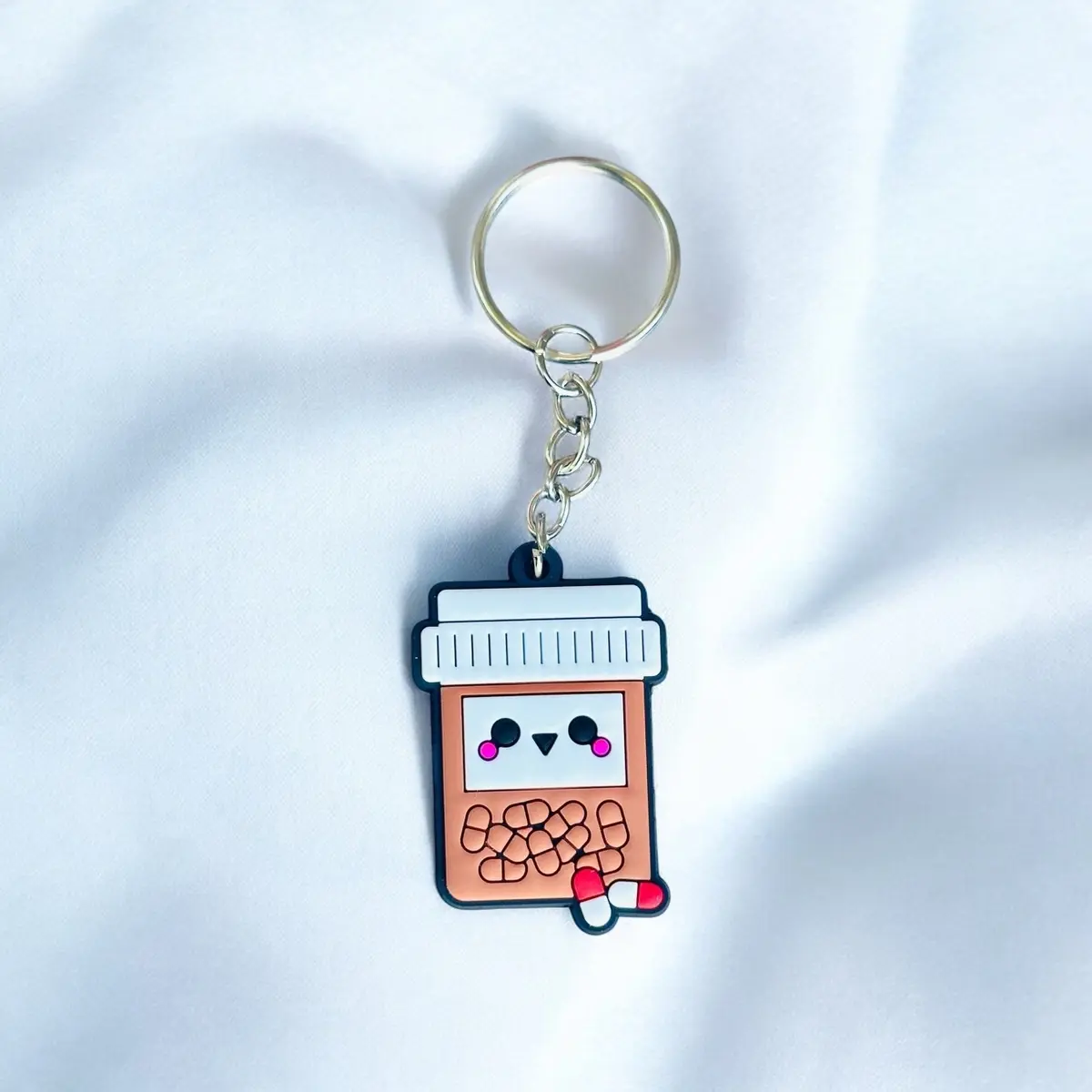 Cartoon Pill Bottle Silicone Keychain - Perfect Accessory for Nurses