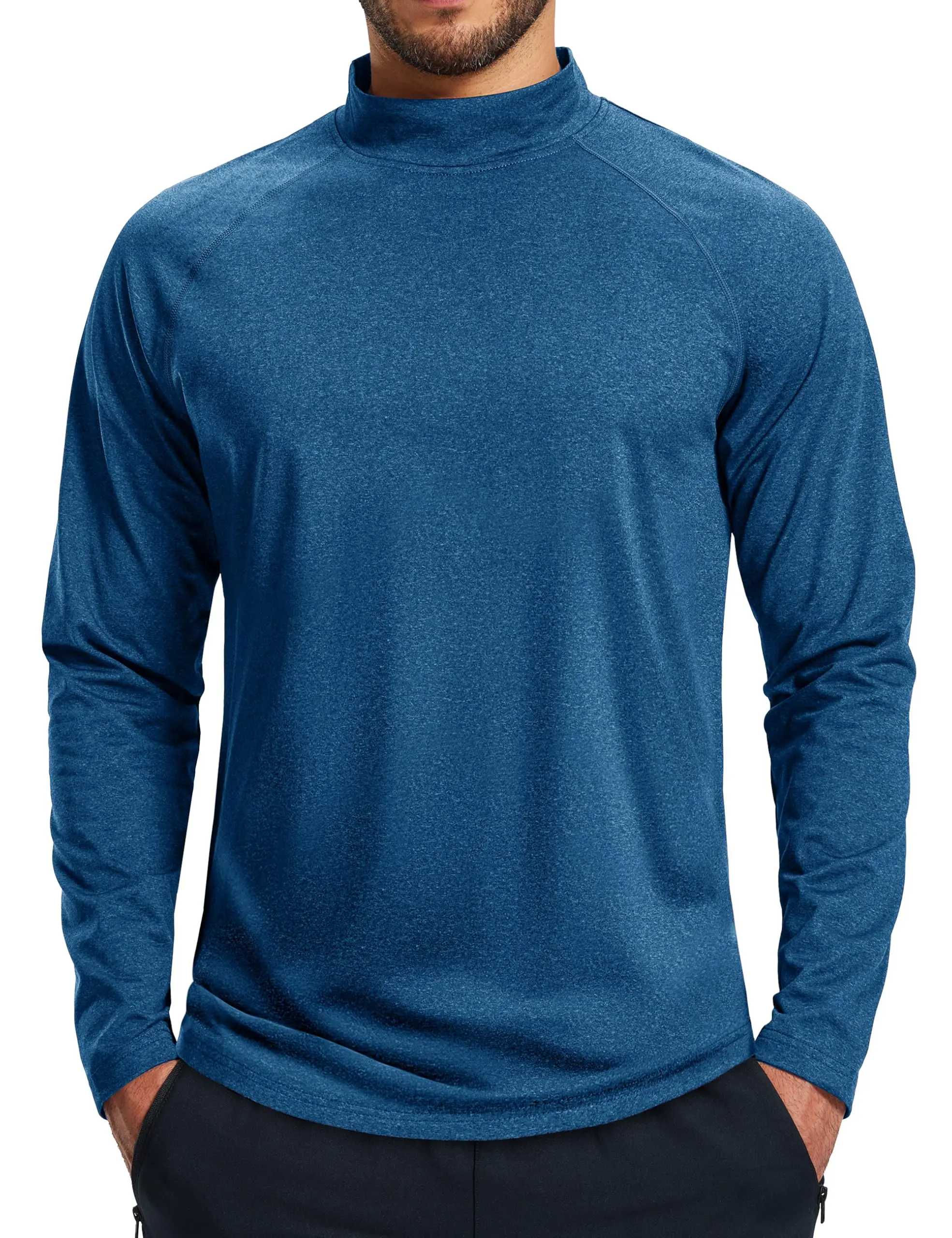 Men's Thermal Shirt Mock Turtle Neck Warm Fleece Lined Base Layer | Mock Turtle Neck, Winter Undershirts, Micro Fleece Lined, Long Sleeve, Moisture Wicking, Stretchy, Athletic Workout Top