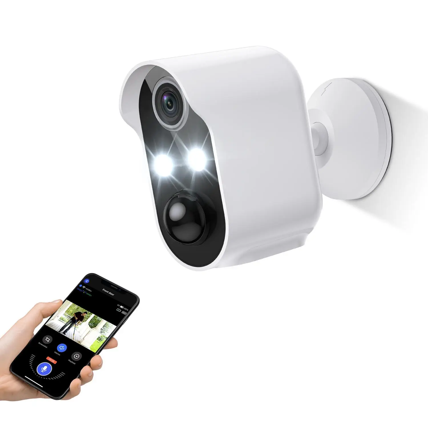 2.4GHz Wi-Fi Wireless Security Camera with AI Human Detection, PIR Motion Detect, Night Vision Outdoor IP Camera with 2-way Talk, Cloud Storage Servic