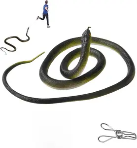 Fake Snake, Rubber Snake Prank with String and Clip, Realistic Rubber Snake Prank for Playing Jokes