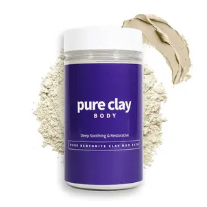 PURE CLAY Deep Mined Calcium Bentonite Clay Powder, Food Grade Organic, Detox Bath and Body Mud, Skin Soothing, Deep Cleansing - 32 oz