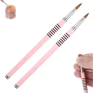 2 Packs Pink Acrylic Nail Brush Set  Kolinsky 3D Nail Art Flower Brush  Professional Acrylic Manicure Brushes for Women