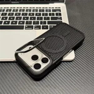 Luxury honeycomb Grid Mesh Cooling for Magsafe Case Protection for iPhone 16 Pro 15 13 14 12 17 Pro Max magnetic Alloy Lens Bracket Cover