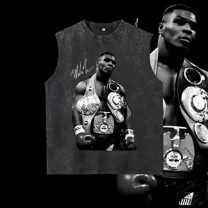 Mike Tyson Vintage washed tank top, 90s Vintage Boxing Sport Legend Unisex Graphic washed tank top, Vintage Streetwear, Autographed  washed tank top Crewneck Clothing Cotton Menswear, Fabric, Oversize