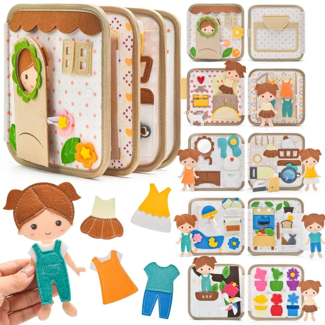Montessori Busy Book for Kids, DIY Felt Quiet Activity Book, 3D Fabric Storybook, Educational Toy for Life Skills, Cognitive Development, Preschool Busy Book, Toddler Busy Book, Preschool Learning Book, Interactive Learning Book