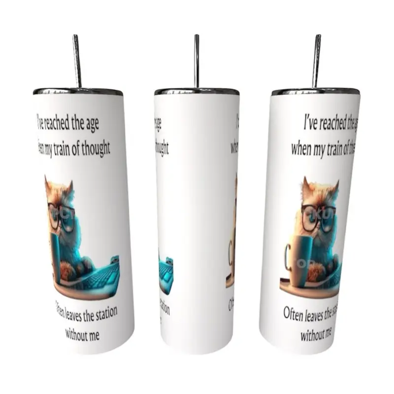 20 oz Cat Tumbler with Lid Sublimation Mug Featuring Cat Artwork for Customized Drinkware