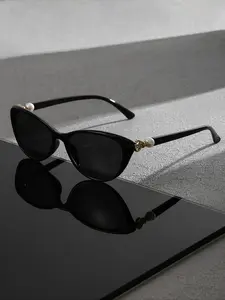 Elegant Cat Eye Sunglasses for Women, Uv400 Protection, Durable PC Frame, Casual Style, Pearl Accents, All Seasons Wear