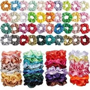 124 Pcs Colors Silk Large Satin Hair Scrunchies Elastic Hair Bobbles Ponytail Holder Hair Scrunchy Vintage Hair Ties Accessories for Women Girls2026