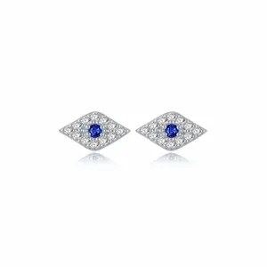 Evil Eye Blue Spark Silver Studs