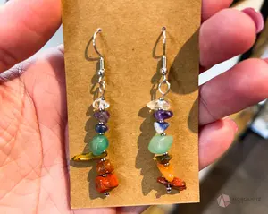 Gemstone Chip Earrings - Precious Sapphire, Emerald, Ruby, Amethyst Stones