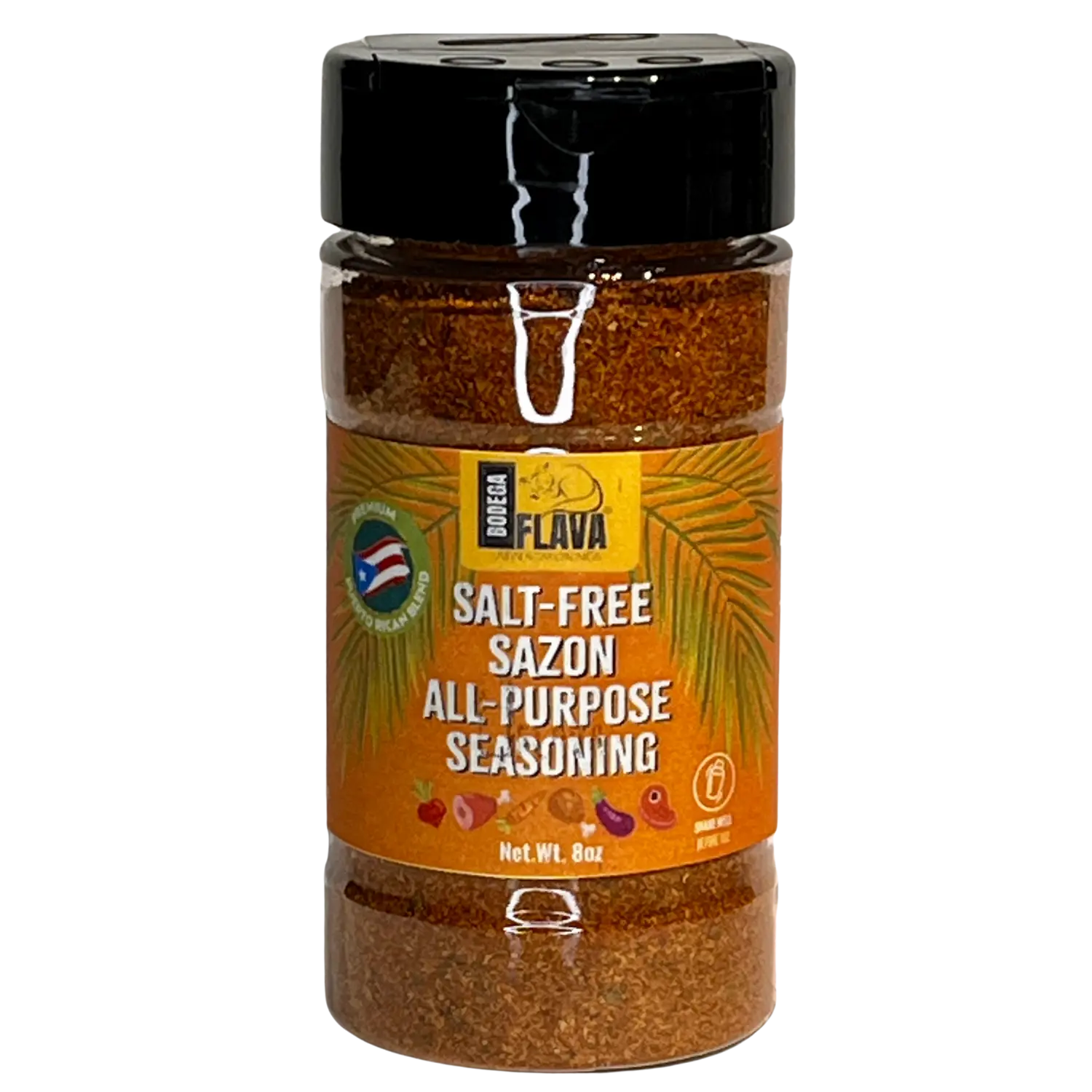 Bodega Flava Latin Seasonings Natural Salt-Free Puerto Rican Sazón Seasoning, No MSG, 8 oz jar Flavor Spice