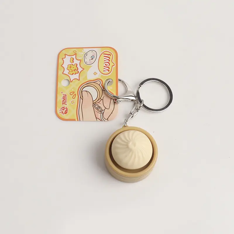 Press & Squeeze Bun Keychain Fidget Toy - Kawaii Mini Steamed Bun Squishy Pendant, Anxiety Relief Toy for Teens & Adults BeyBattle Set with Launchers Starter
