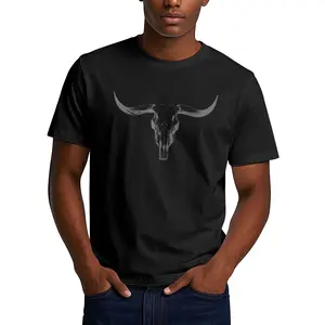 Cotton Graphic Tees Streetwear Gifts Western Boho Cow Skull Cowgirl Cowboy Bull Skull Vintage T-Shirt