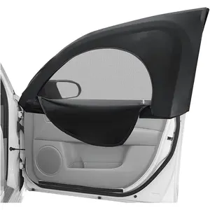 2Pcs Car Window Shade, Zipper Breathable Side Sun Mesh, Auto Stretchy Front Rear Curtain Sun Rays Cover Screen for Baby, Universal Vehicle Camping Privacy Protection (Front/33.5''*20.5'')