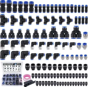 120 count Quick Connect Air Hose Fitting Assortment Kit,1/8" 1/4" 3/8" 1/2" NPT Thread Push to Connect Fittings Pneumatic Air Line Quick Connect Quick Release Fitting Kit