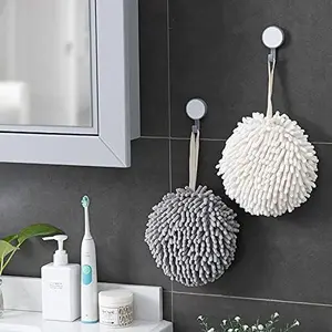 2PCS Household Hanging Hand Towel for Kitchen and Bathroom - Thickened Absorbent Quick - Drying, WhiteGrey