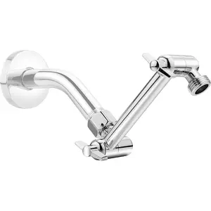 5 Inch Adjustable Shower  Extension Arm, With Locking Set Screw,  304 Stainless Steel Chrome Angle Height Adjustable, Easy Install, G1/2 Universal Connector Compatible (Chrome Finish)