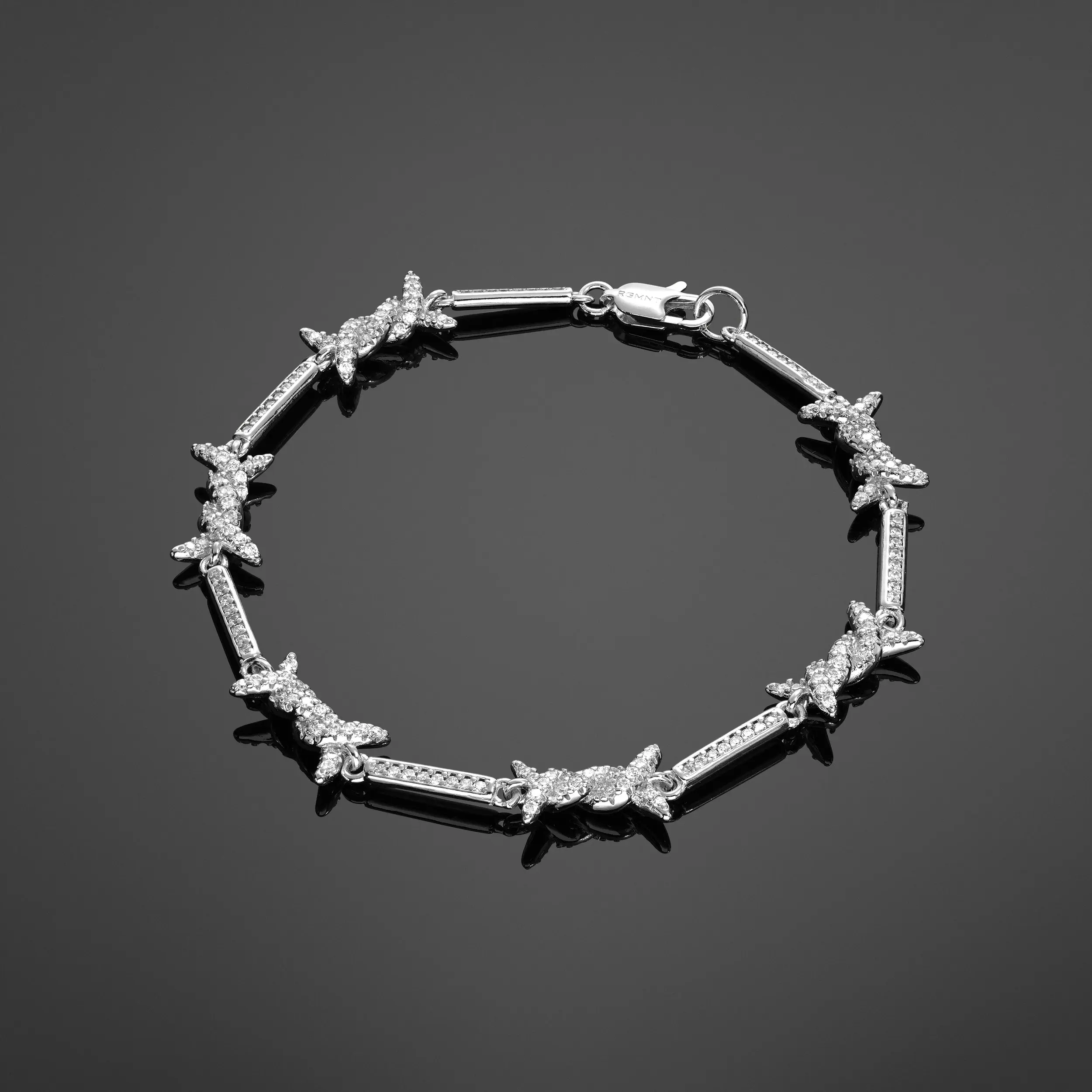 Iced Barbed Wire Bracelet - Silver RG370