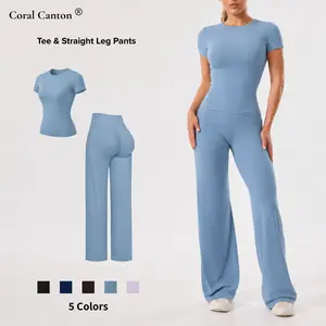 Coral Canton Women's Tee & Straight Legs Sports Set
