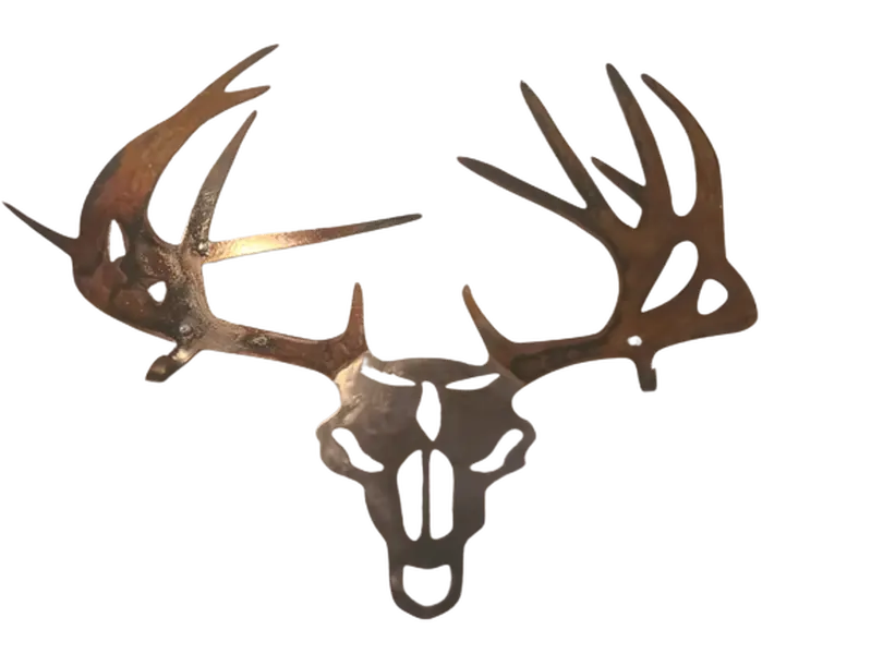 Metal hat hanger with rustic deer antlers look Wall-mounted