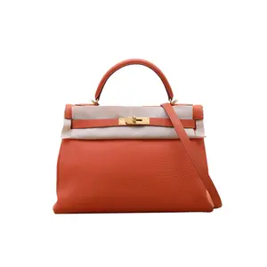 Pre-owned HERMÈS HERMES Kelly 32 Orange H(93) Togo Leather