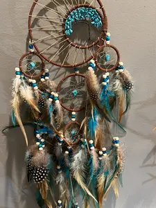 Activated Turquoise Tree of Life Dream Catcher, Bohemian Wall Decor, Boho feathers, Children boho decor, Native American Decor Hangable Hanging