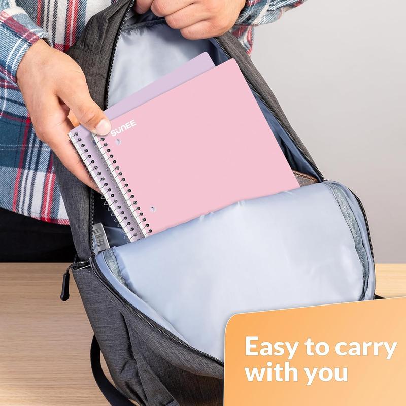 Spiral Notebooks, 3, 1Subject, College Ruled Paper, x 101/2", 70 Sheets per Notebook, Assorted Pastel Colors Spiral Notebooks for School Spiral Notebooks, 3, 1Subject, College Ruled Paper, x 101/2", 70 Sheets per Notebook, Assorted Pastel Colors Spiral Notebooks for School