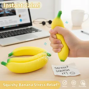 This banana-shaped decompression squeeze toy is soft and has a slow rebound. The details accurately recreate the texture of a banana peel. It's a stress-relieving toy suitable for relaxing during breaks at work or school, or for leisure and entertainment.