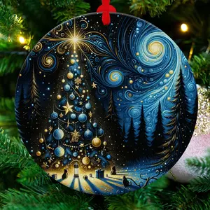 Christmas 2024 Ornament, Christmas Decoration, Holiday Gift Idea, Heirloom Keepsake, Round Ceramic, Gift Exchange, Gift Idea, Xmas Tree Oval