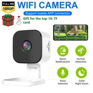 Small HD Home Security Camera, Window Glass Mount, Indoor/outdoor Surveillance, Two-Way Audio, Mobile APP, Motion Detection, Night Vision