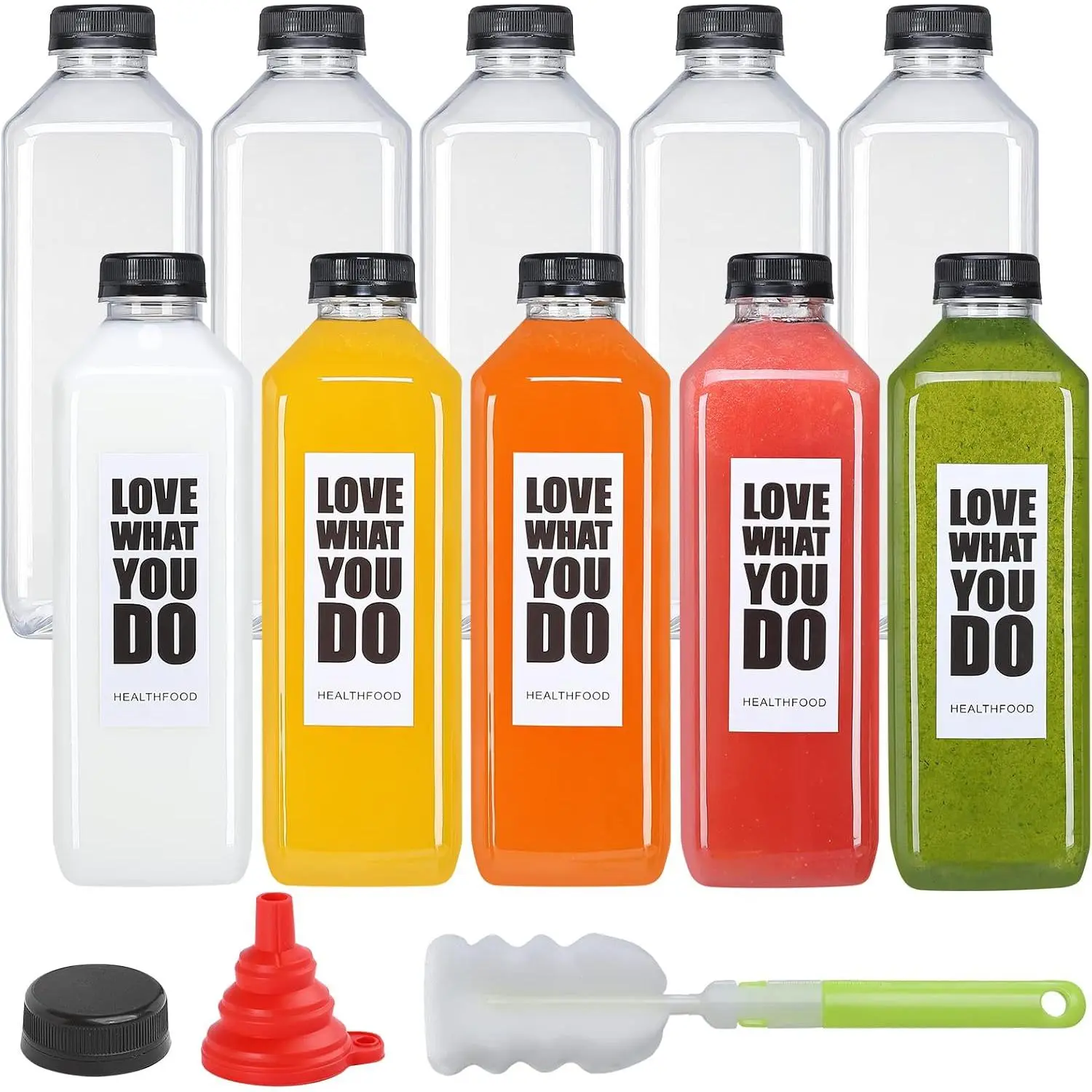 10 count 33oz Plastic Bottles with Caps, Juice Container with Lids, Empty Plastic Juice Bottles  Clear Bulk Beverage Containers with Tamper Evident Cap for Milk, Smoothie, Drinks
