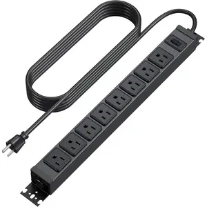 Metal 360? Rotating Mountable Power Strip, 8 Outlet Gaming Table Mounted Outlet Strip, Heavy Duty Wall Mount Surge Protector with , 15A 125V 1875W, 6ft Power Cord.(Black)