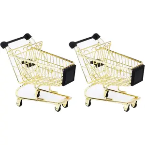2 count Mini Metal Shopping Cart, Mini Shopping Grocery Cart Supermarket Handcart Trolley Handcart  Shopping Carts