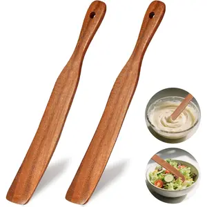 2 count Skinny Spurtle for Sourdough Starter, Reaching Bottom of Jars, Dough Whisk, Stirring, Mixing, Wooden Stir Spurtles, Kitchen Tools for NonStick Cookware, Sour Dough Tool,  for Sourdough Lovers