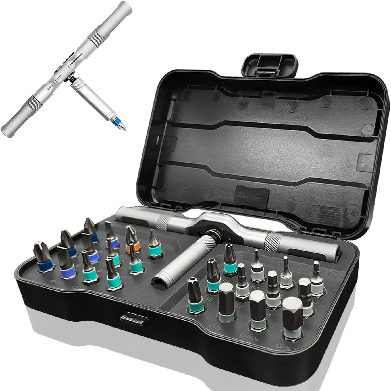 Magnetic Screwdriver Set, MultifunctionalScrewdriver Set with Detachable T-shaped RatchetHandle, Household Maintenance Tool Kit