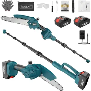 2-in-1 Cordless Pole  & Mini  with Brushless , 2x3.0 , 6" Electric Pruning  with 117.6" Extension Pole & 0-180? Rotatable  for Tree Trimming & Garden Use