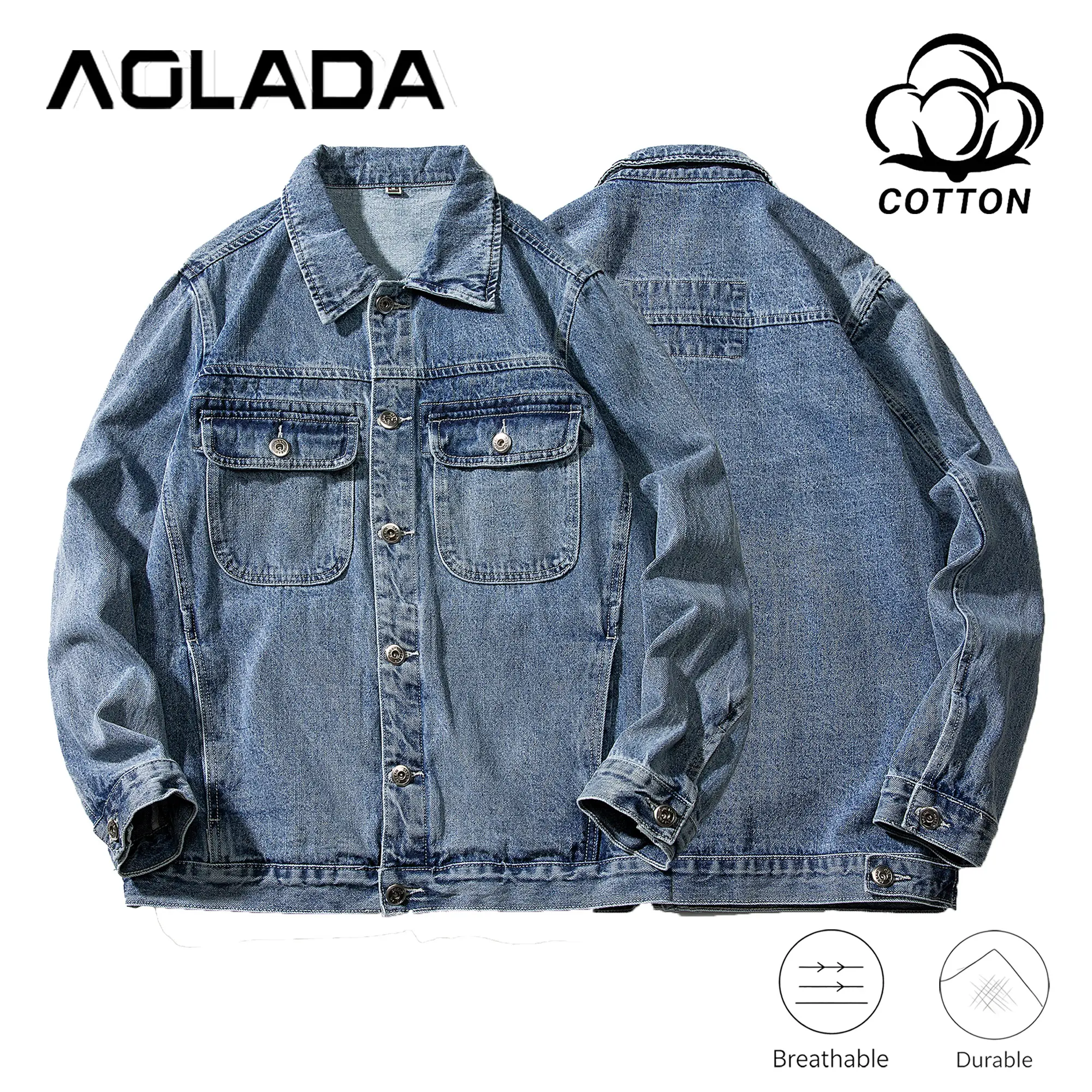 Men's Vintage Wash Trucker Jacket with Embossed Back Detail - Relaxed Fit Button-Up Denim Coat with Durable Breathable Cotton Blend, Casual Streetwear Outerwear, No-Logo, M-5XL, Fast US Shipping #VintageTruckerJacket #StreetwearStyle #TikTokMadeMeBuyIt