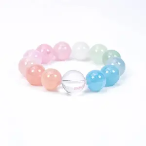 15mm Natural Morganite Gemstone Bracelet – 1 Count,  Love Energy, Soft Colors & Feminine Style Crystal Crafts Jewelry