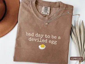 Comfort Colors Bad Day To Be A Deviled Egg TShirt, Funny Thanksgiving Dinner T-Shirt, Sarcastic Friendsgiving T-Shirt, Food Humor Tee